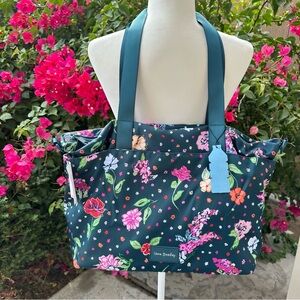 Vera Bradley ReActive Travel Tote‎ - Hope Blooms Teal Green NEW Recycled Fabric